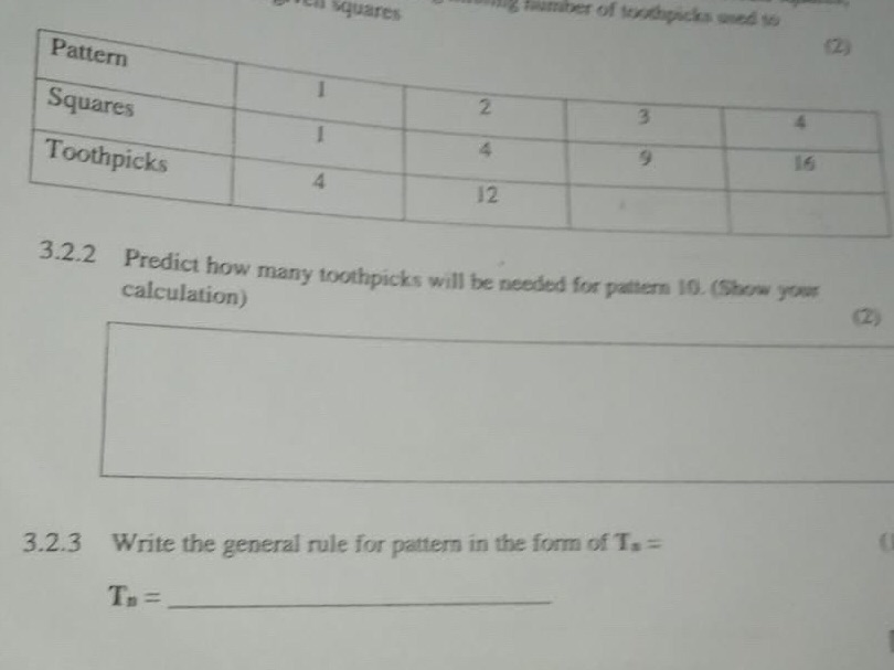 Pattern | Squares | 1 | 2 | 3 | 4 | | StudyX