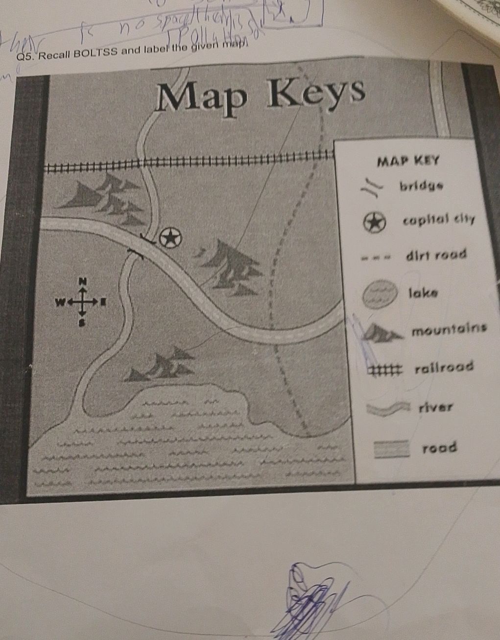 Q5. Recall BOLTSS and label the given map. | StudyX