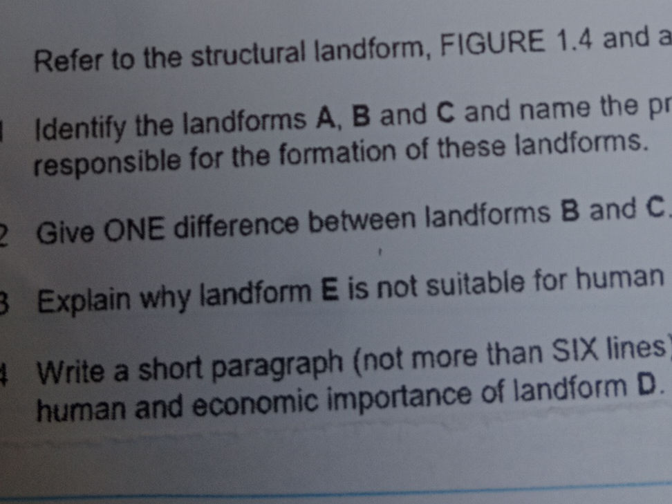 1 Identify the landforms A, B and C and name | StudyX