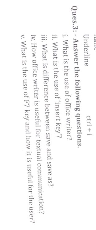 Ques.3: - Answer the following questions. | StudyX