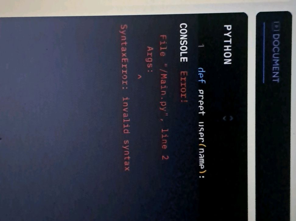 Def Greet In Python ```python def greet user(name): ``` CONSOLE | StudyX