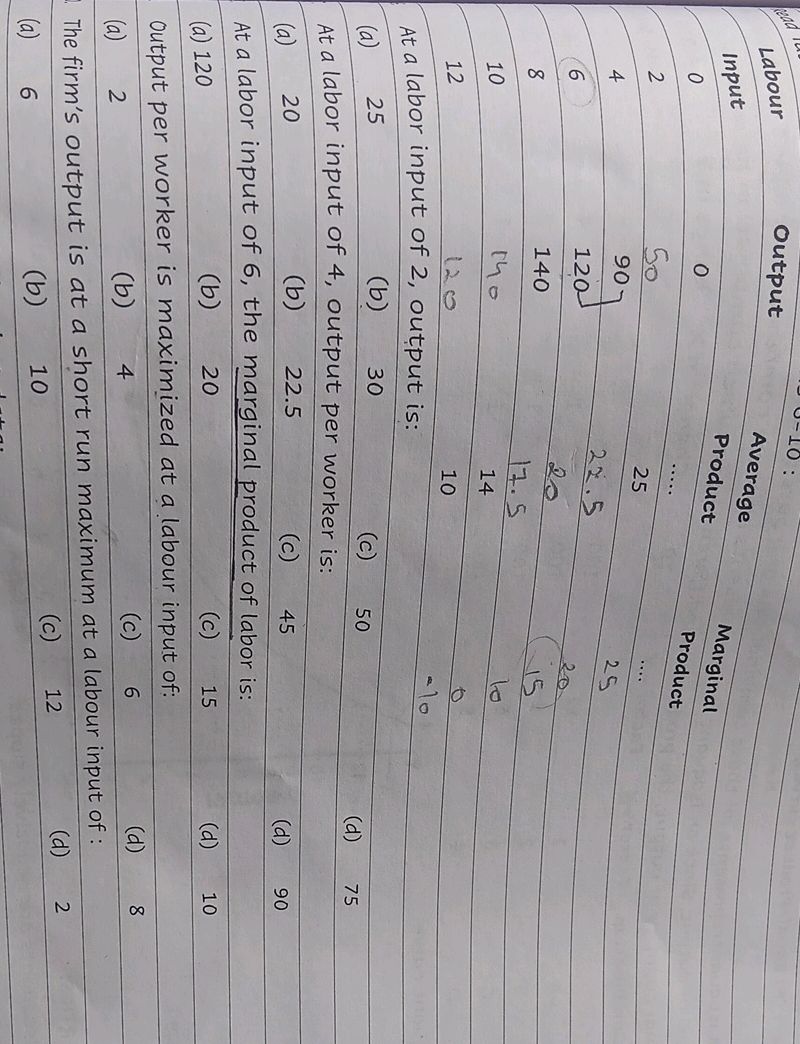 Labour Input | Output | Average | StudyX