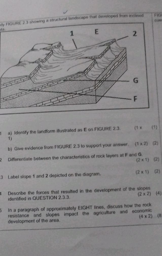 1 a) Identify the landform illustrated as E | StudyX