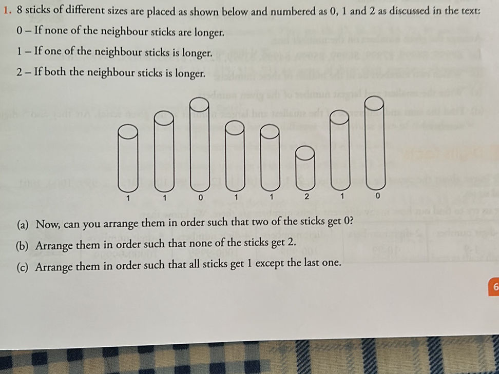 1. 8 sticks of different sizes are placed as | StudyX