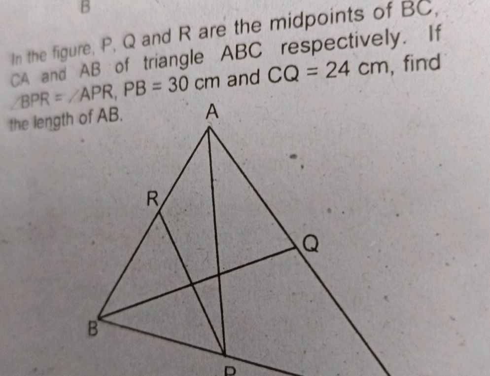 In the figure, P, Q and R are the midpoints | StudyX
