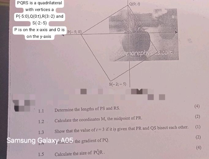 PQRS is a quadrilateral with vertices a | StudyX