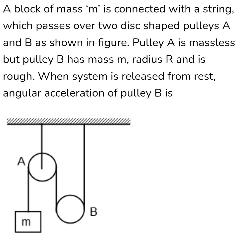 A block of mass 'm' is connected with a | StudyX