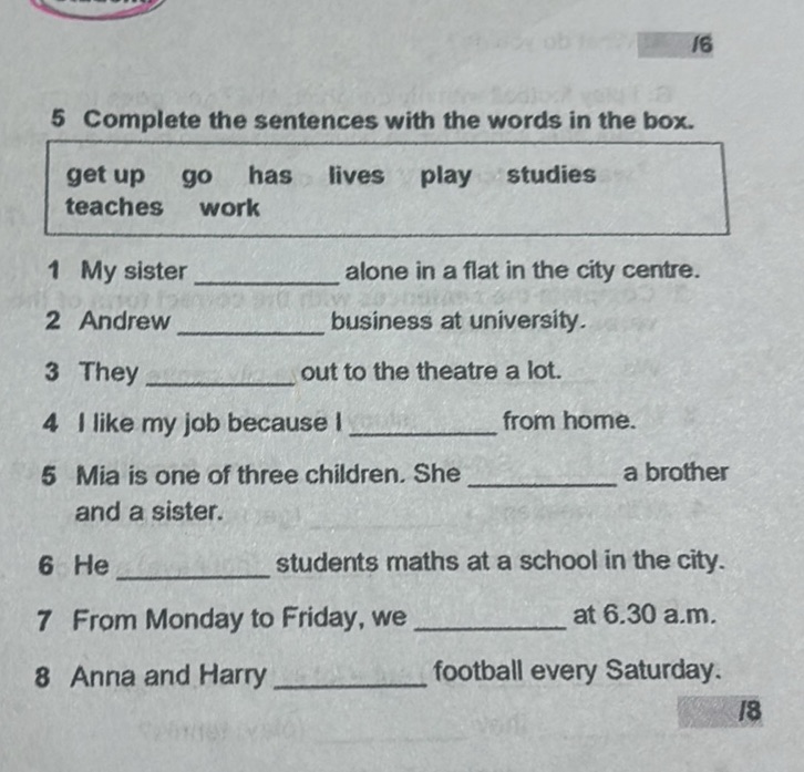 5 Complete the sentences with the words in | StudyX