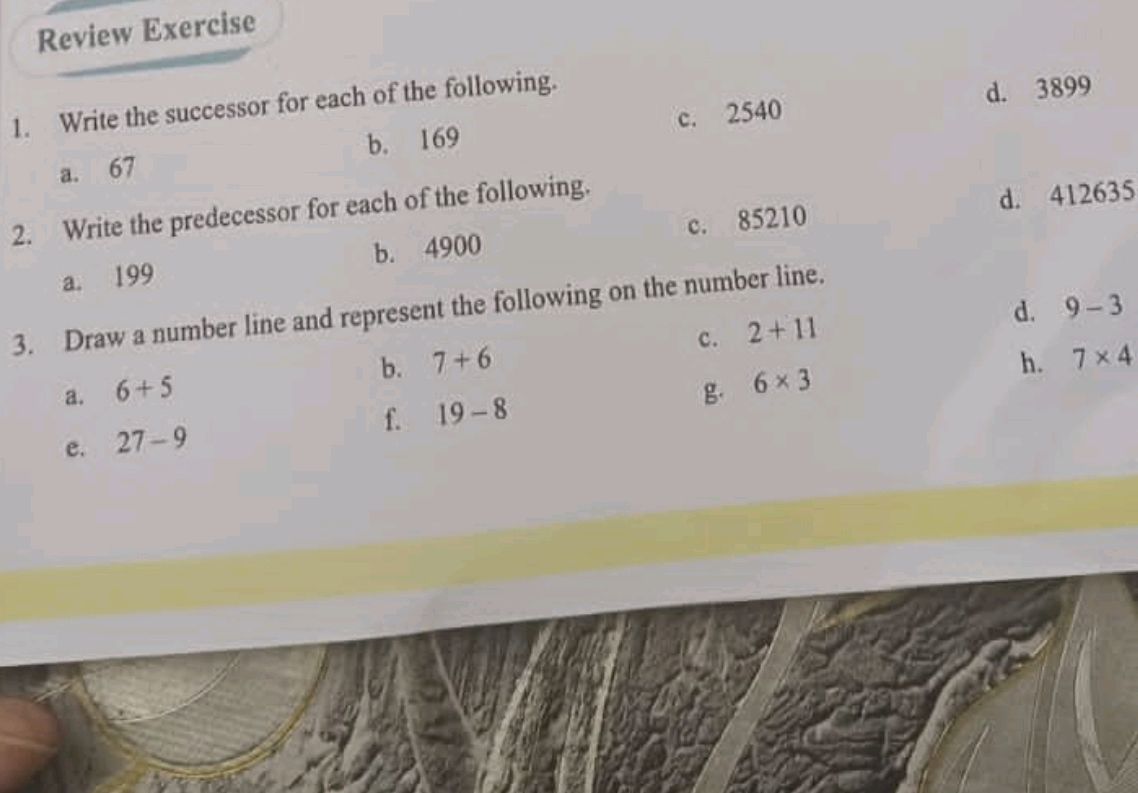 Predecessor In Math Example Write the successor for each of the