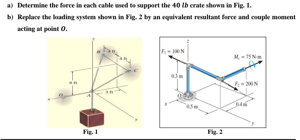 a) Determine the force in each cable used to