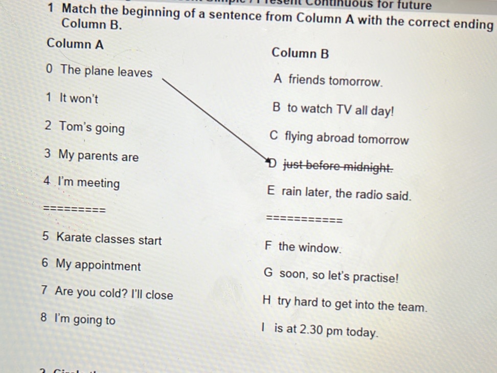 1 Match the beginning of a sentence from | StudyX