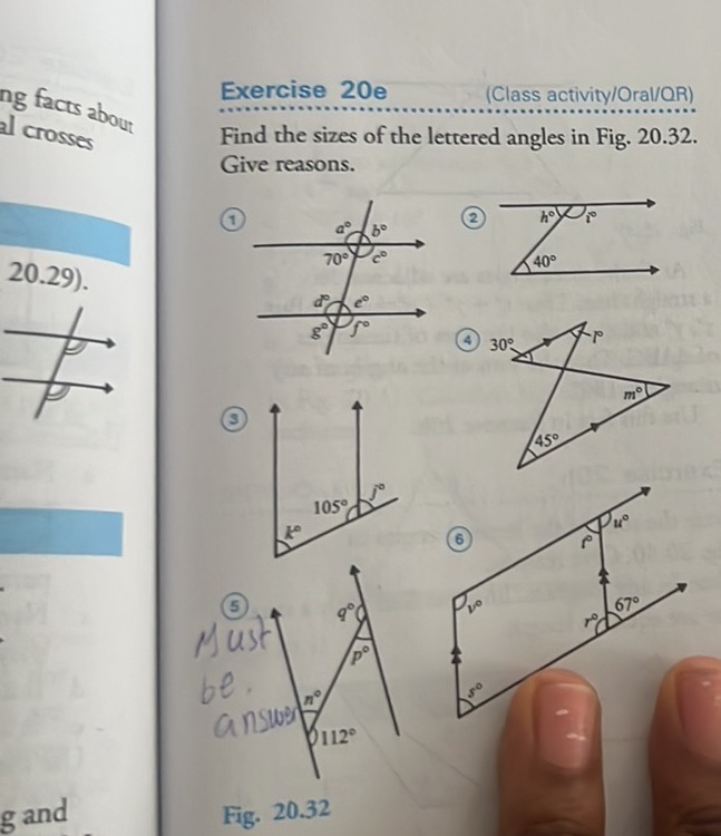 Find the sizes of the lettered angles in