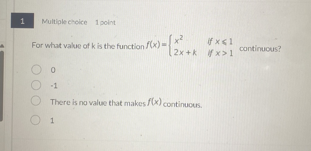 For what value of k is the function $f(x)
