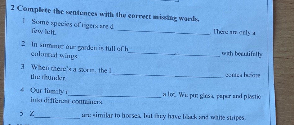 2 Complete the sentences with the correct | StudyX
