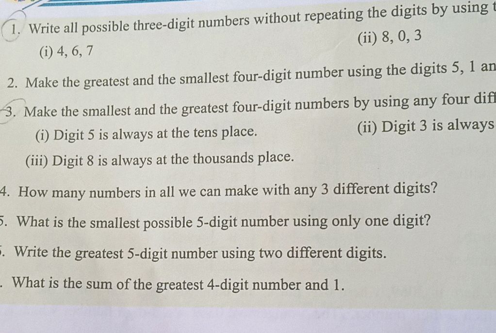 1. Write all possible three-digit numbers | StudyX