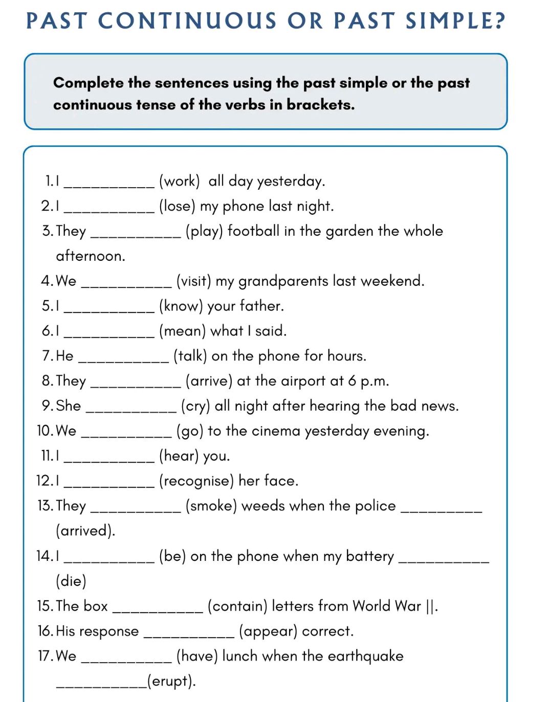 Complete the sentences using the past simple | StudyX