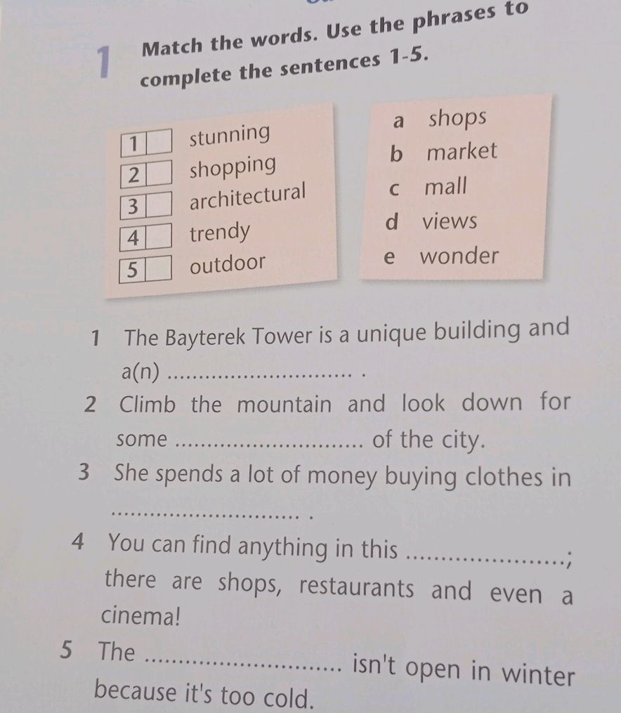 Match the words. Use the phrases to complete | StudyX