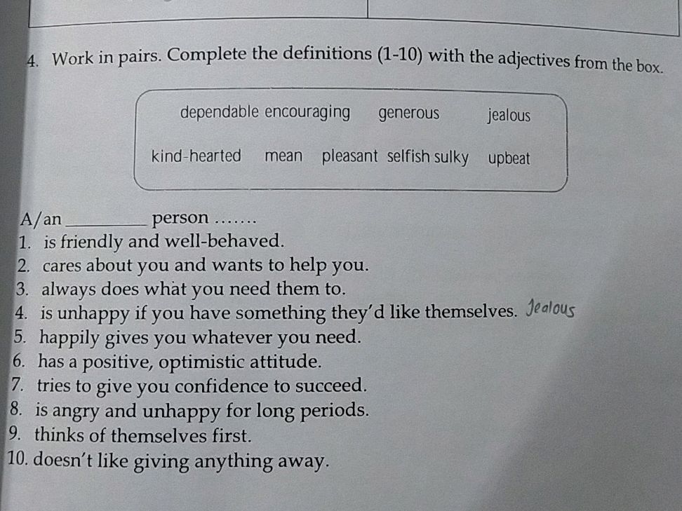 4. Work in pairs. Complete the definitions | StudyX
