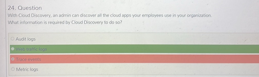 24. Question With Cloud Discovery, an admin | StudyX