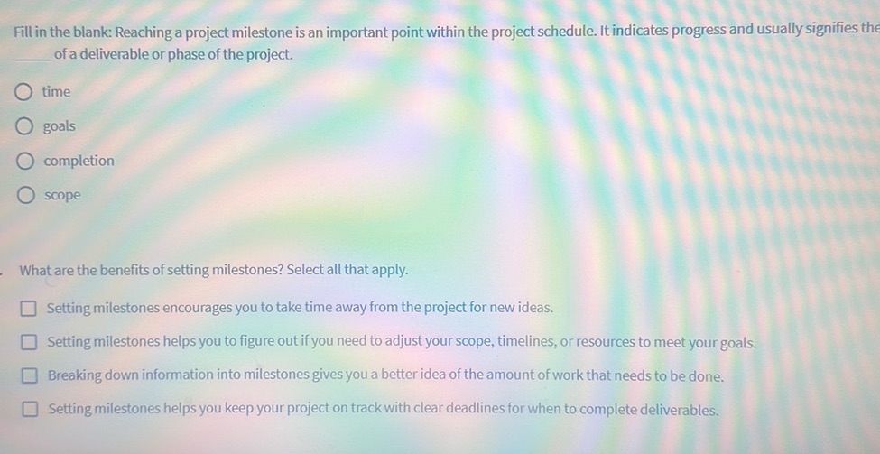 Fill in the blank: Reaching a project | StudyX