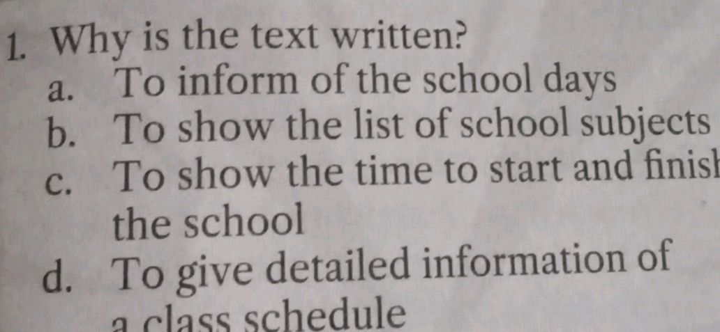 Text To Inform 1. Why is the text written? a. To inform of | StudyX