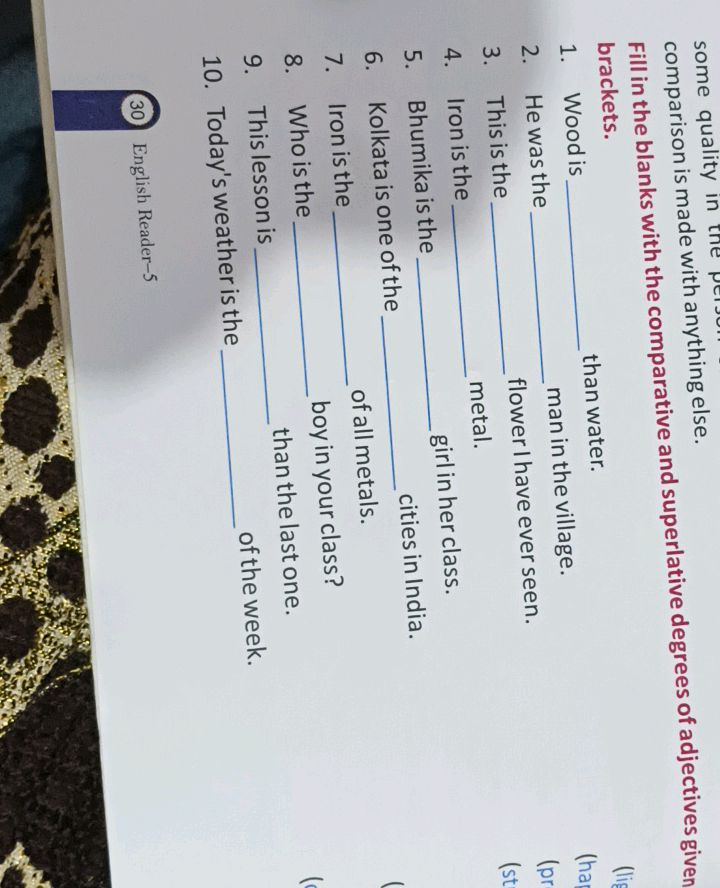 Fill in the blanks with the comparative and | StudyX