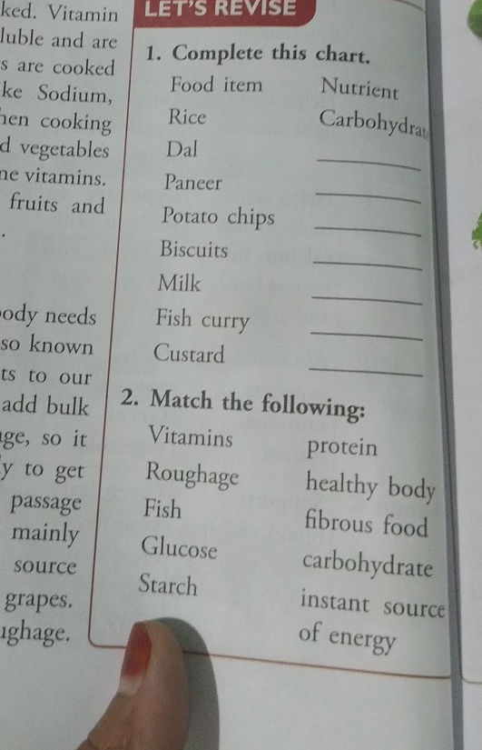 1. Complete this chart. Food item StudyX