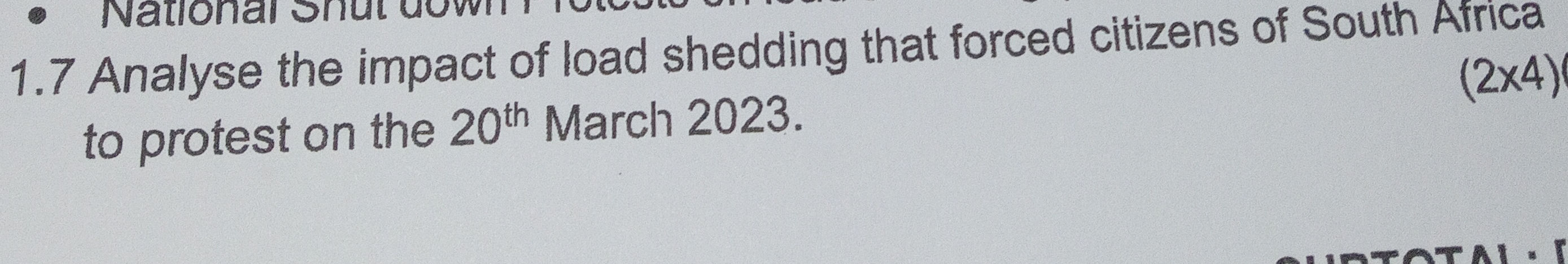 1. 7 Analyse the impact of load shedding | StudyX