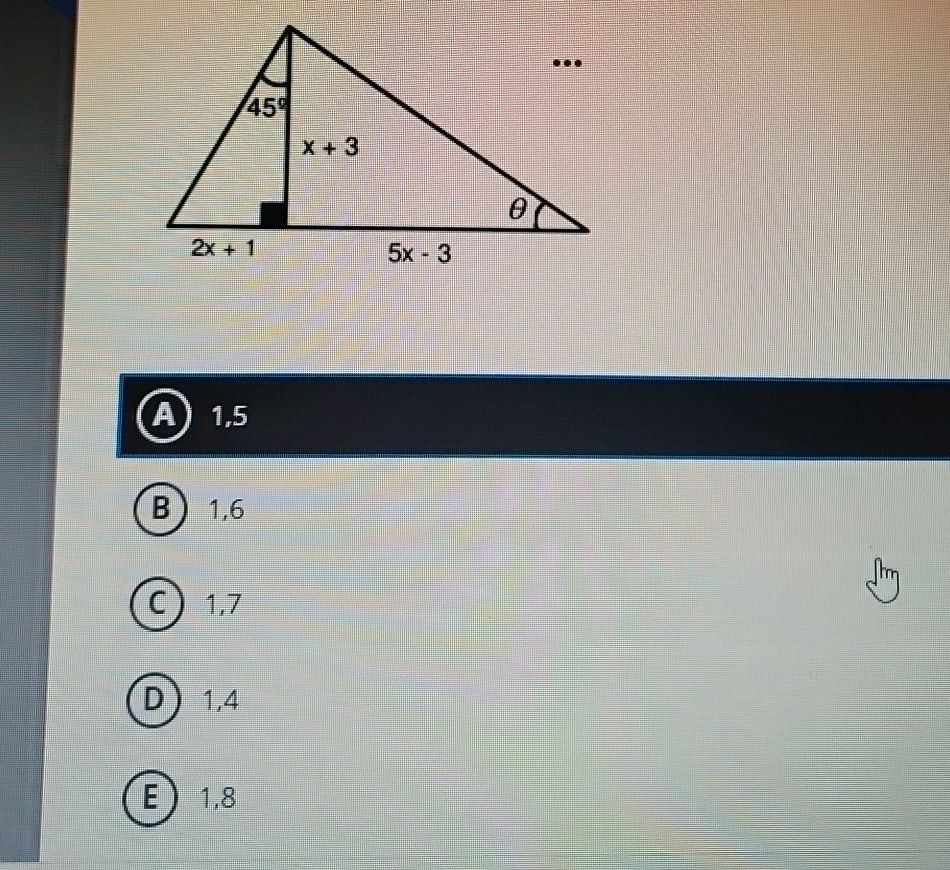 Given the triangle with the following