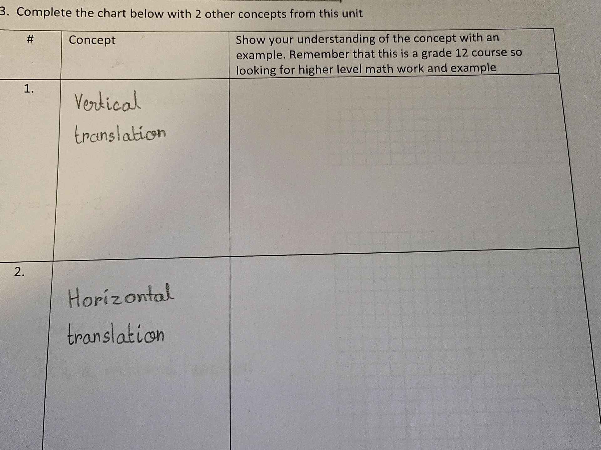 3. Complete the chart below with 2 other StudyX
