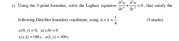 c) Using the 5-point formulae, solve the | StudyX