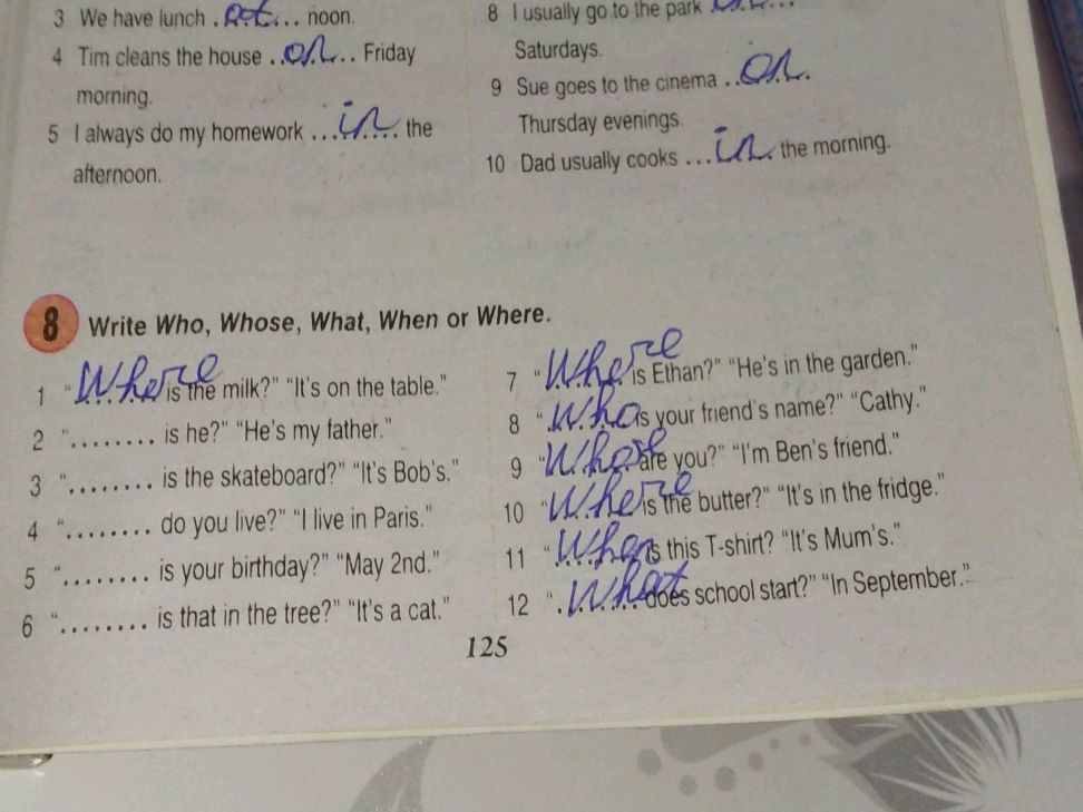 Write Who, Whose, What, When or Where. 1. | StudyX