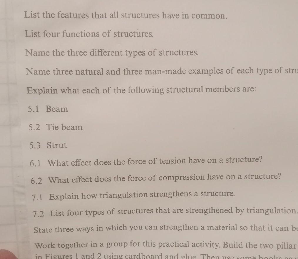 List the features that all structures have | StudyX