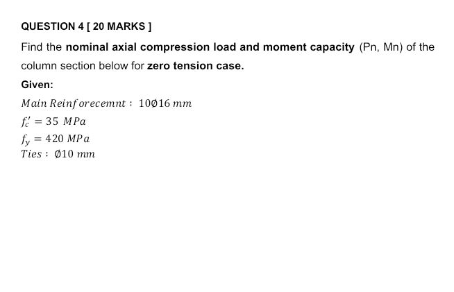 Find the nominal axial compression load and | StudyX