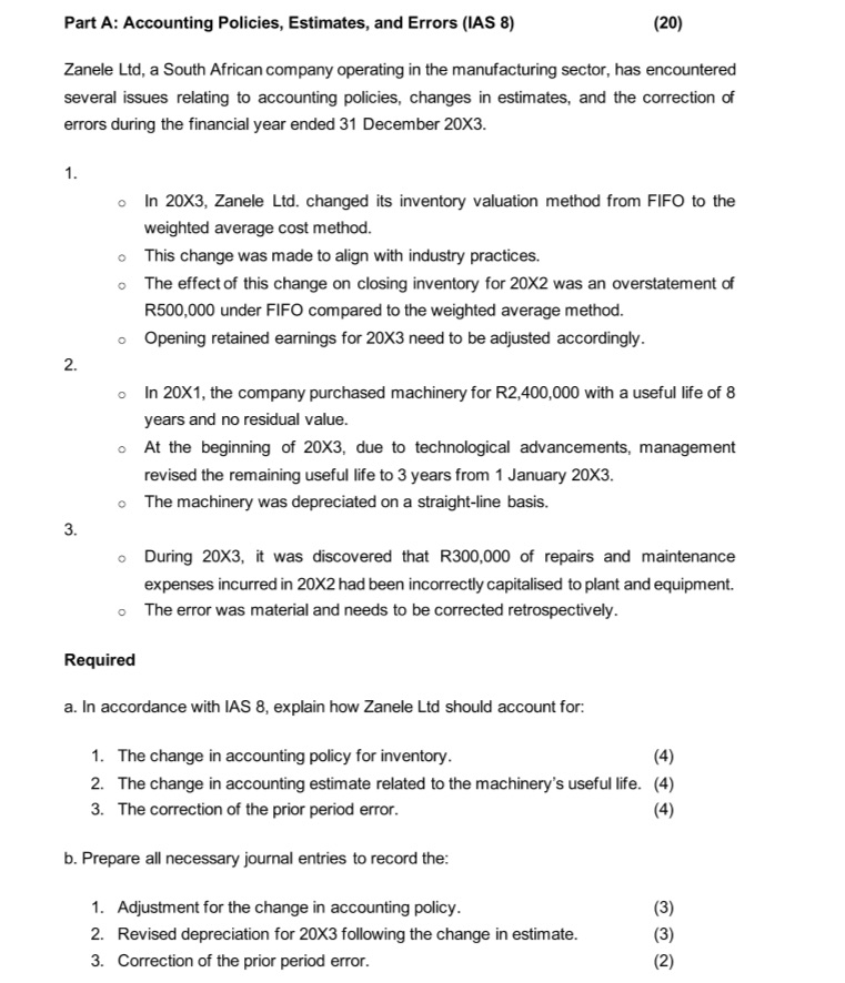 Part A: Accounting Policies, Estimates, and