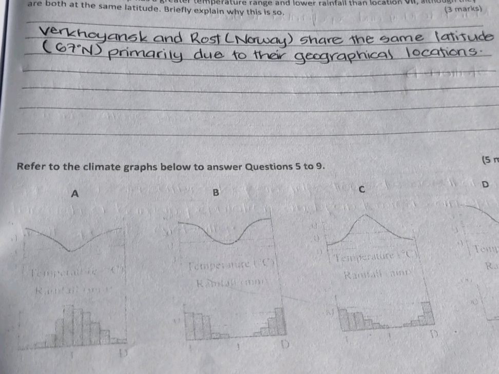 Sample Climate Graph Question Refer to the climate graphs below to answer | StudyX