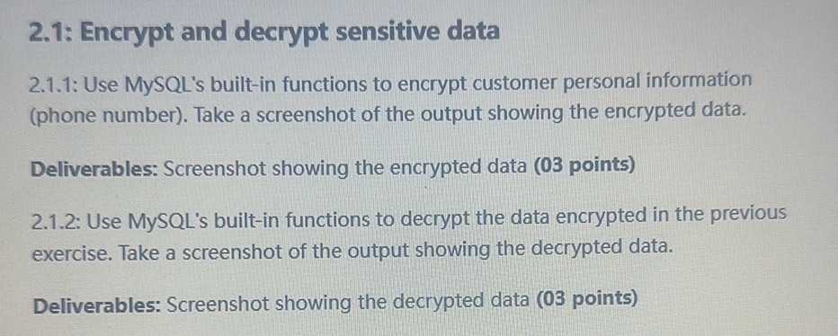 2.1: Encrypt and decrypt sensitive data | StudyX