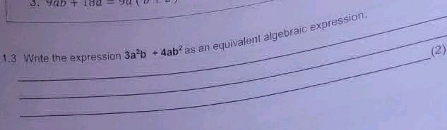 1. 3 Write the expression $3a^2b + 4ab^2$ | StudyX