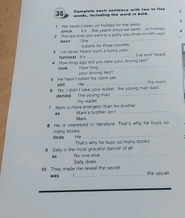 35 Complete each sentence with two to five | StudyX