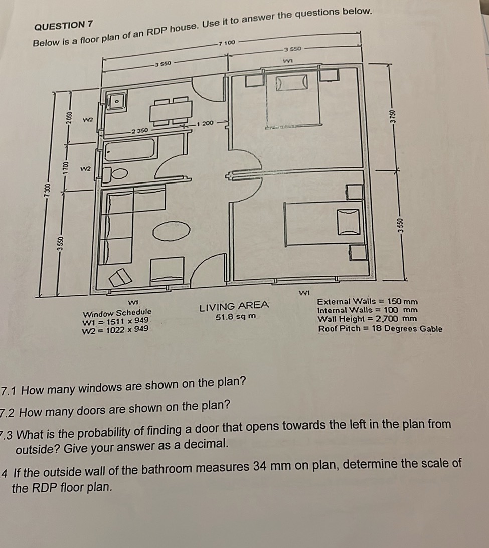 QUESTION 7 Below is a floor plan of an RDP | StudyX