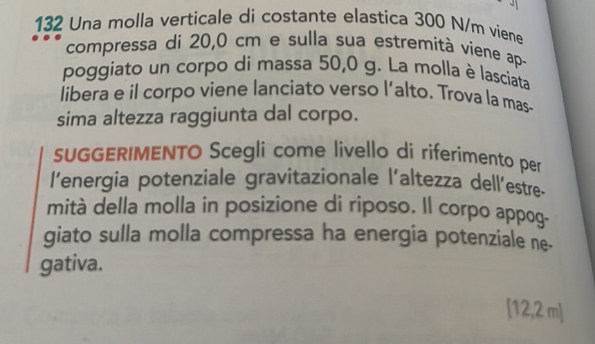 132 Una molla verticale di costante elastica | StudyX