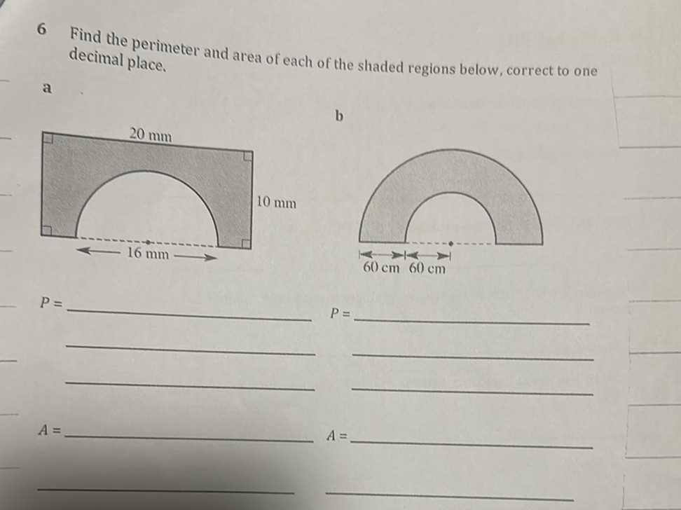 6 Find the perimeter and area of each of the | StudyX
