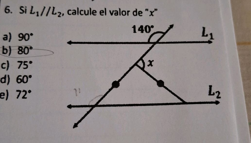 6. Si $L_1 // L_2$, calcule el valor de 
