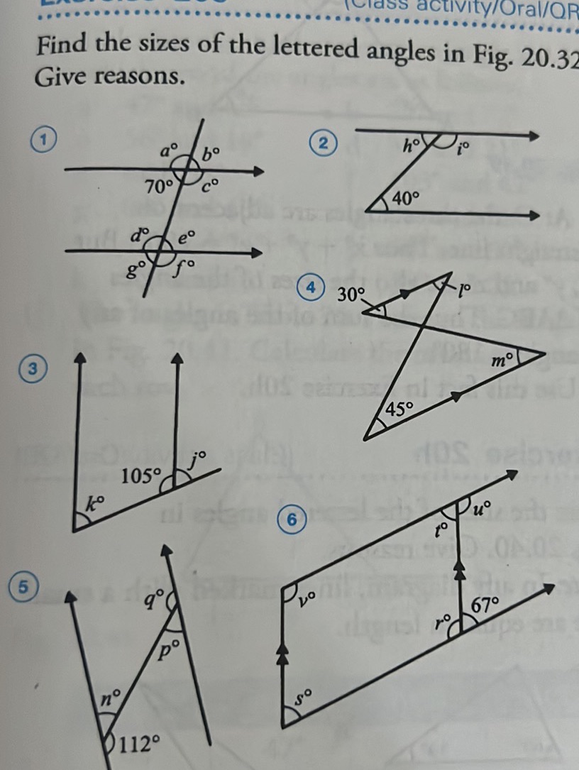 Find the sizes of the lettered angles in | StudyX