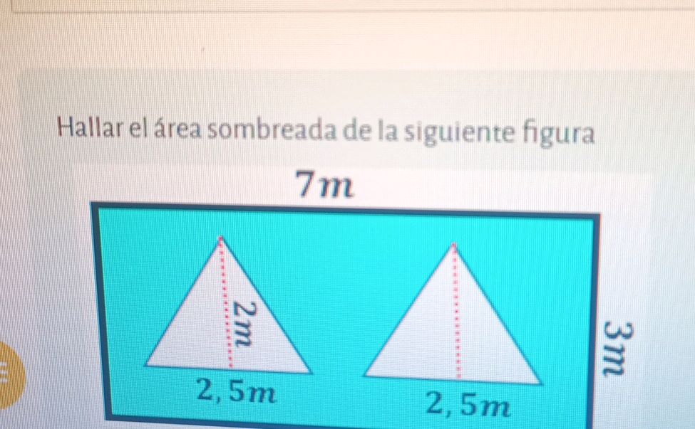 Hallar el área sombreada de la siguiente | StudyX