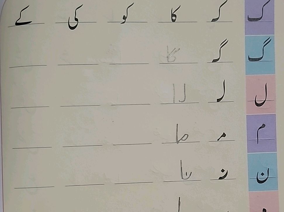 کہ کا کو کی کے ____ ____ ____ ____ ____ گ گے | StudyX