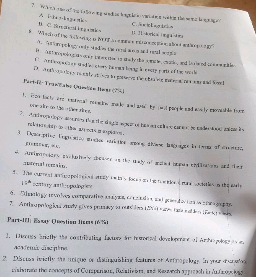 7. Which one of the following studies | StudyX
