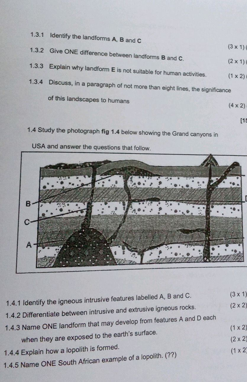 1.3.1 Identify the landforms A, B and C | StudyX