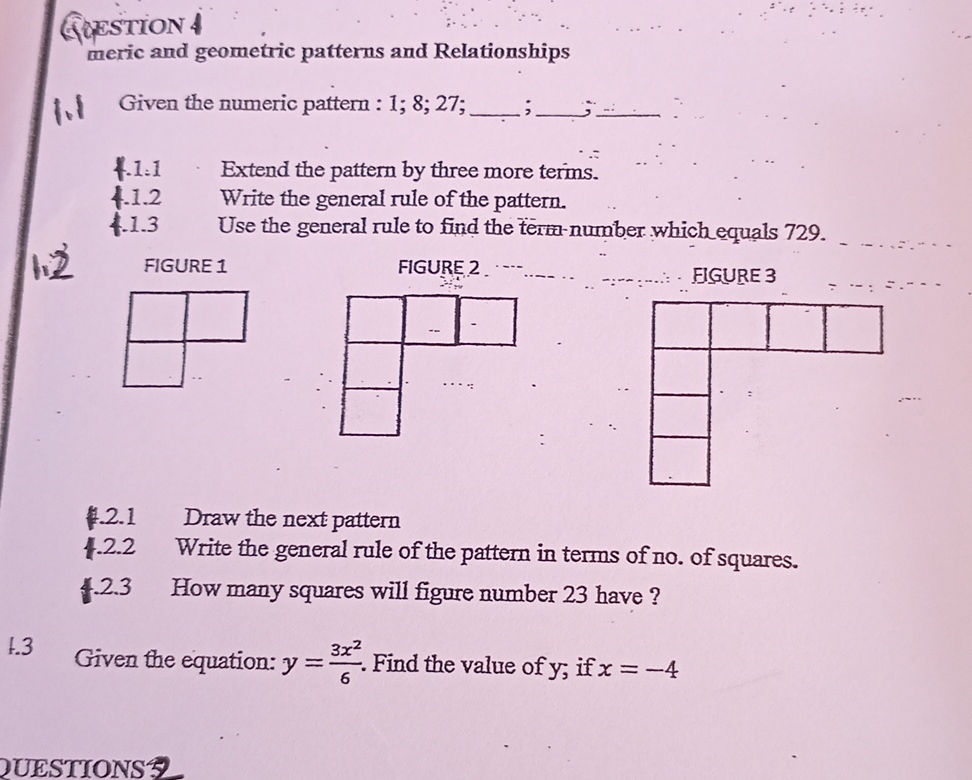 1.1 Given the numeric pattern: 1; 8; 27; | StudyX