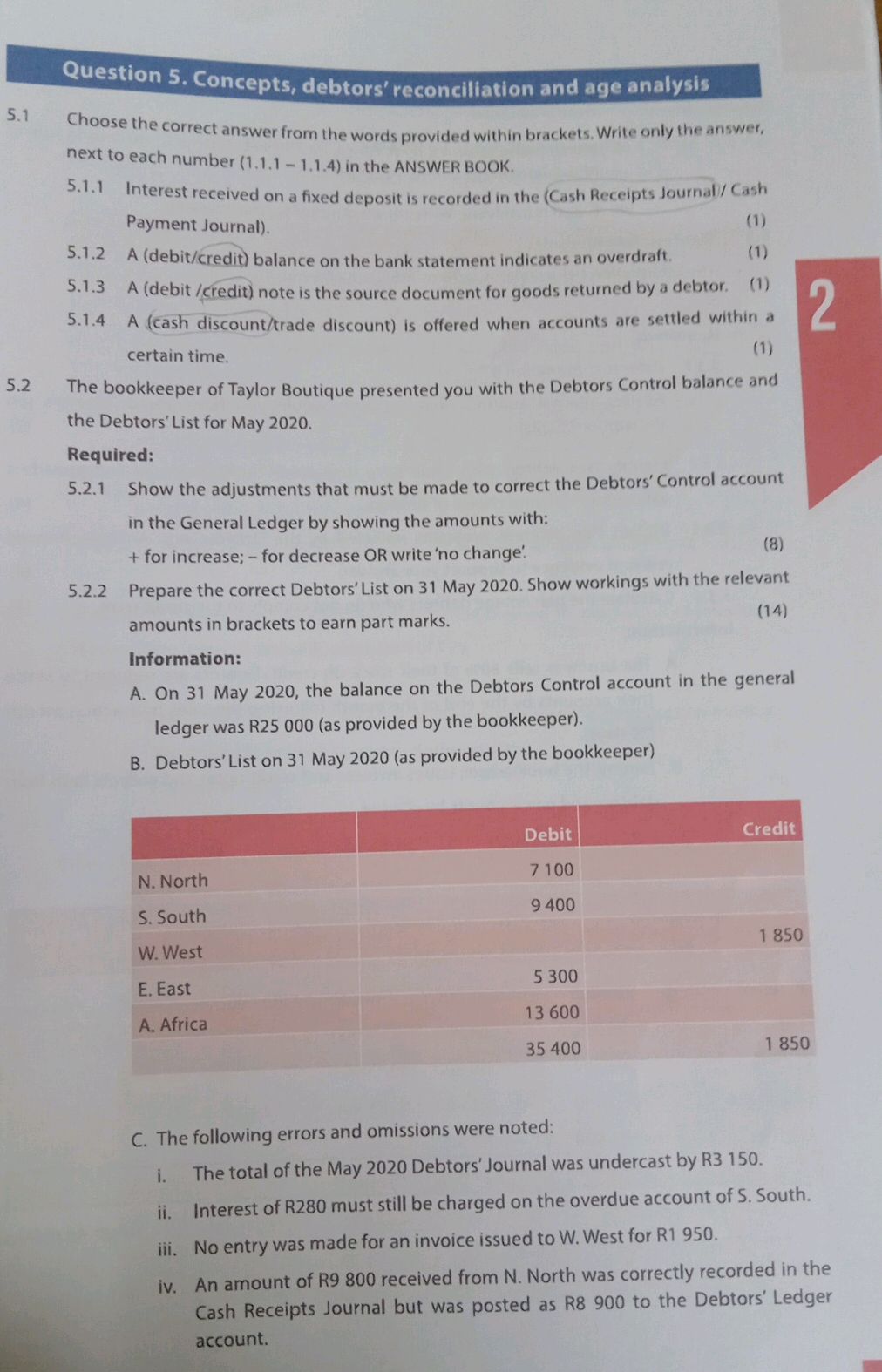 5.1 Choose the correct answer from the words | StudyX
